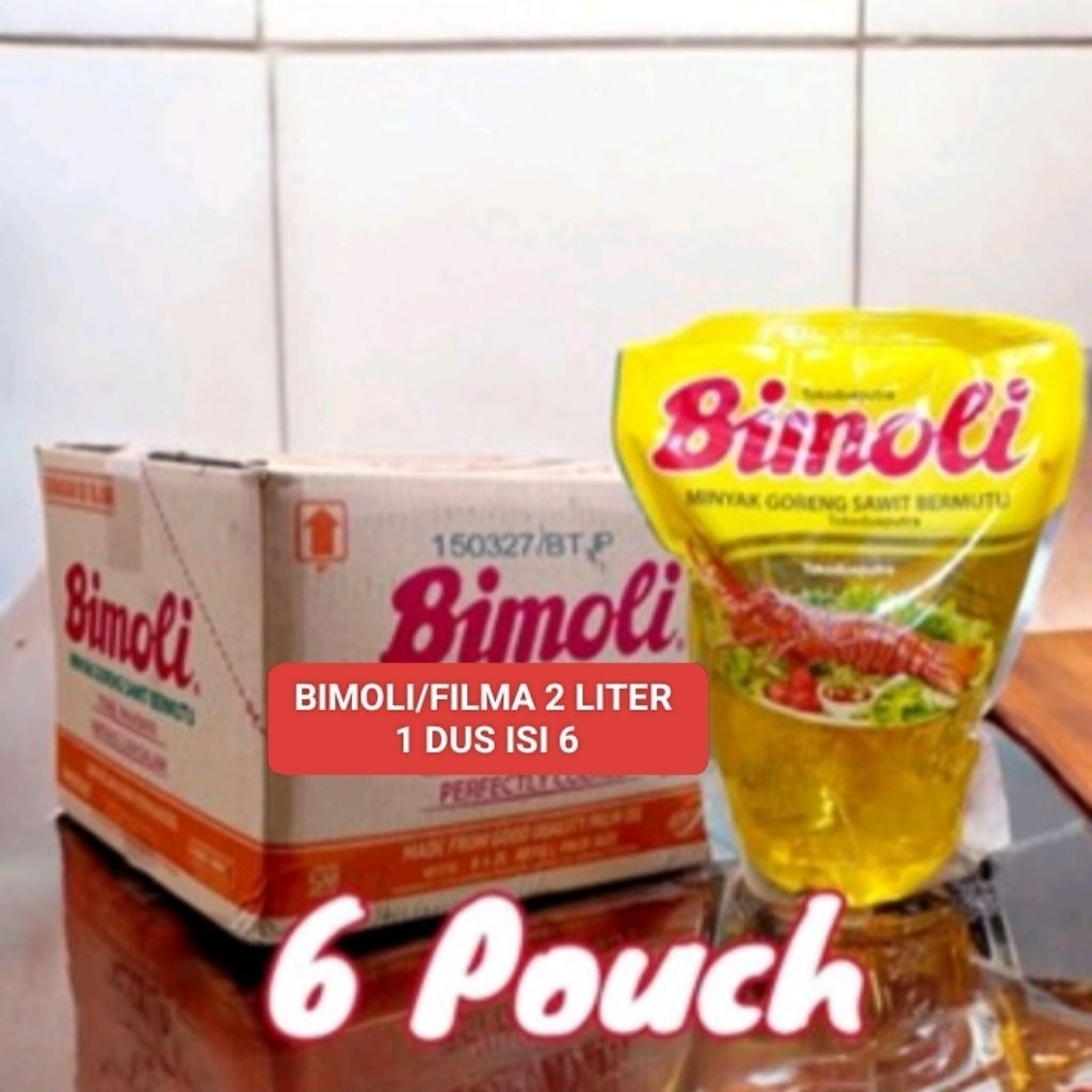 

bimoli/Filma minyak goreng 2 liter 1 dus isi 6 pcs