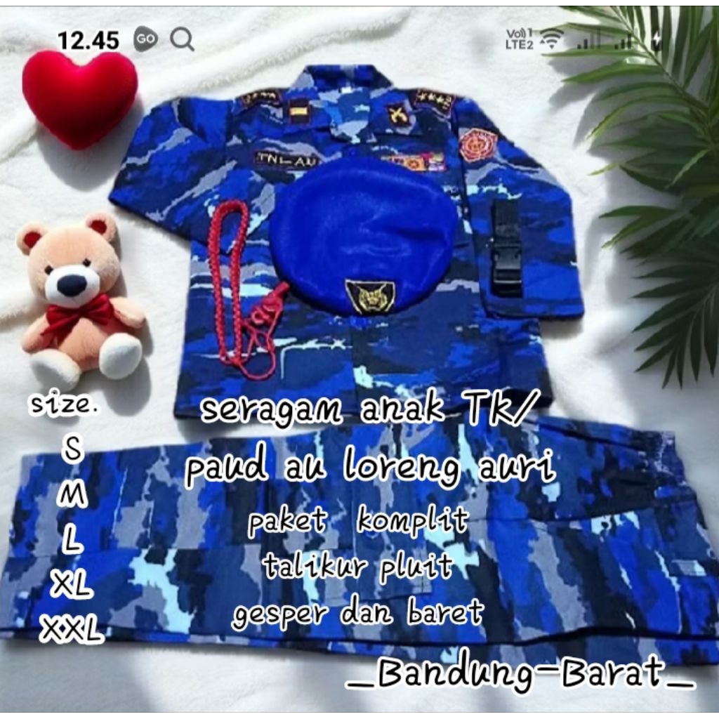 Baju seragam fashion propesi TNI AU anak loreng. TNI AD anak kopasus anak wanita /laki laki