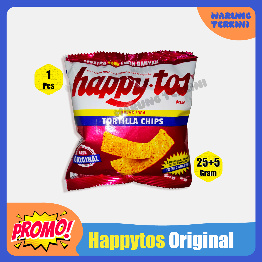 

Happytos Tortilla Chips Rasa Original 25g + 5g Satuan