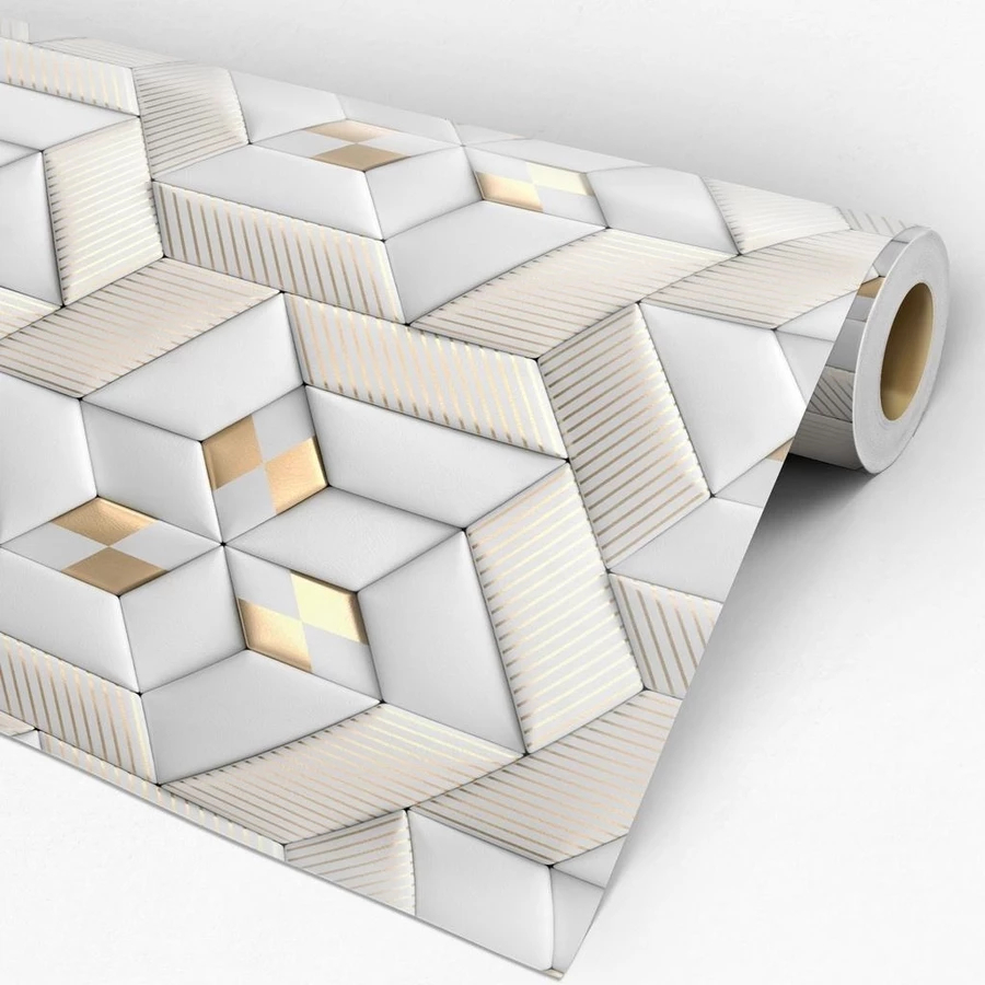 Wallpaper Dinding 3D Anti Air Motif Keramik Silver Gold