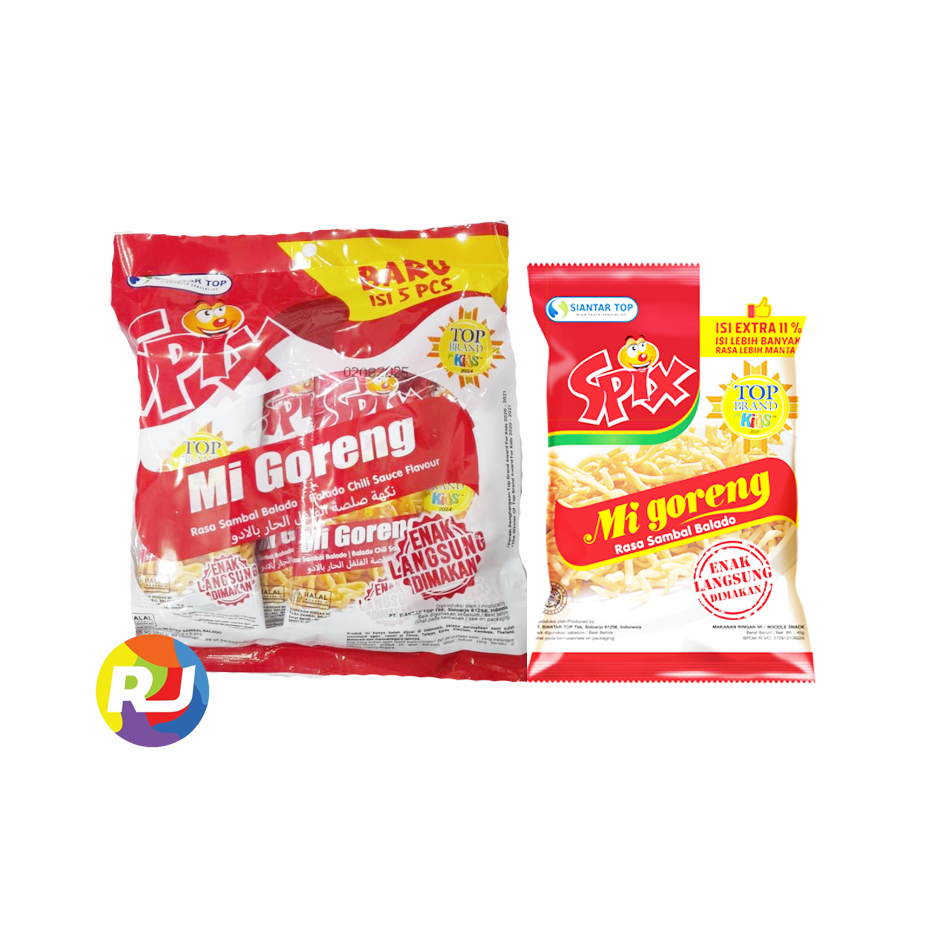 

Snack Siantar Top Spix Mie Goreng Krenyes Rasa Sambal Balado Premium - 45gr / isi 5 x 50gr