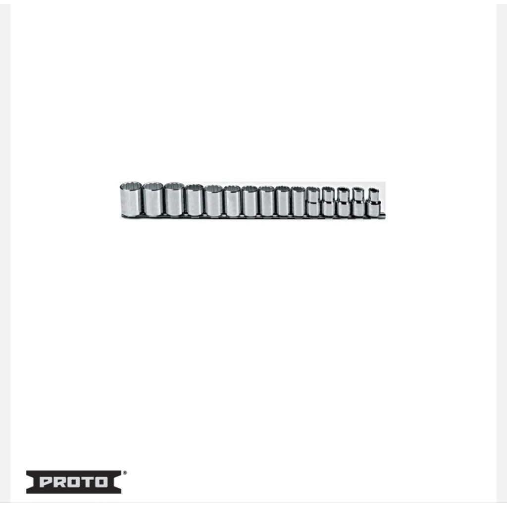 Proto Metric 15 Piece Socket Set 1/2" Drive - 12 Point-J54206