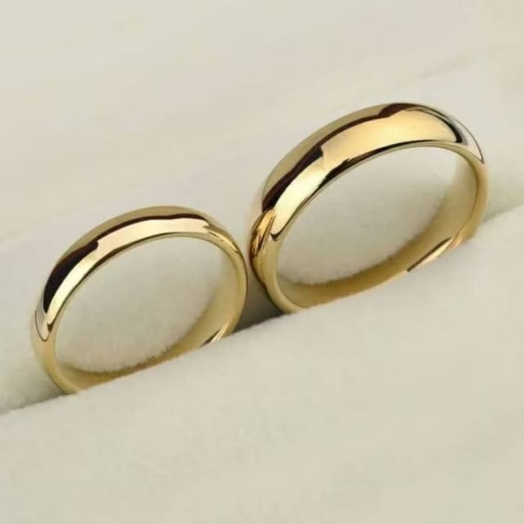 [Free Box] Cincin Titanium Polos Gold/Cincin Pria Wanita/Cincin Tunangan/Cincin Lamaran/Cincin simpe
