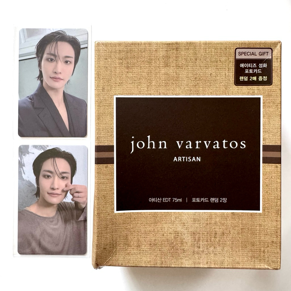 Ateez SeongHwa Perfume John Vervatos Artisan + 2pcs Photocard, Brown, EDT 75ml