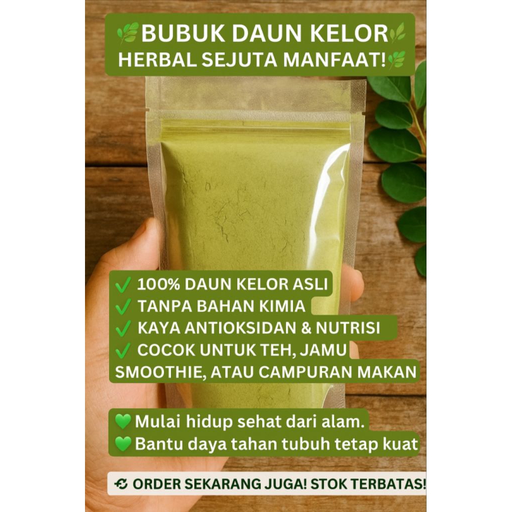 

Moringa Powder Bubuk Daun Kelor 100gr | Herbal Alami | 100% Asli & Murni