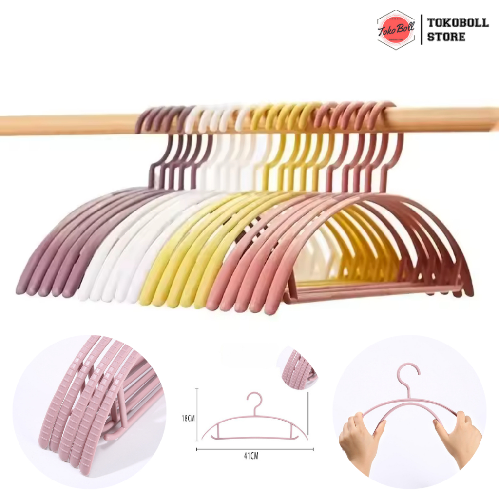 Tokoboll Hanger Gantungan Pakaian Plastik Tebal dan Kuat Anti Slip