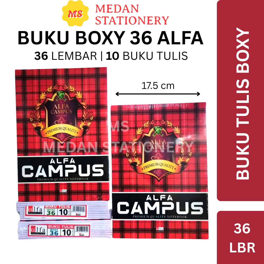 

Buku Tulis Panjang Boxy ALFA isi 36 Lembar (BEST SELLER) Harga Per Pack 10 BUKU