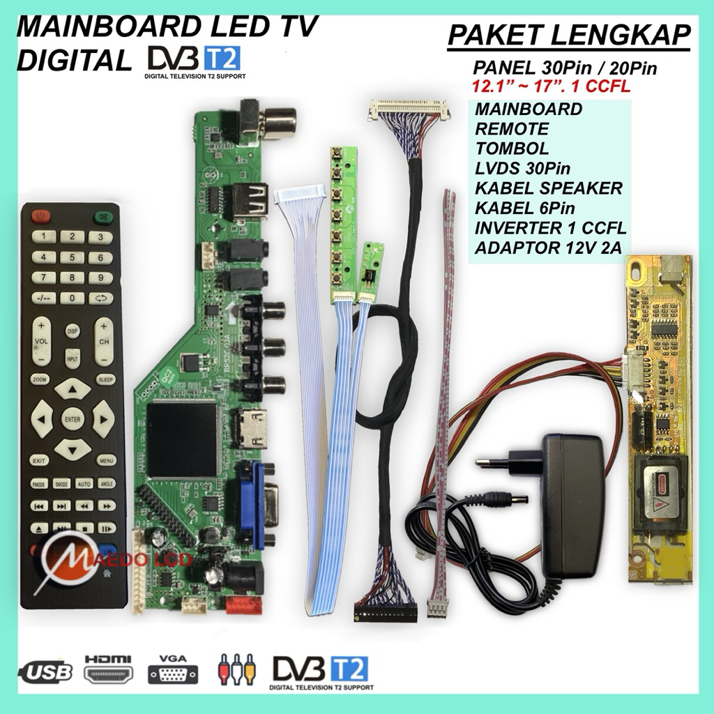 Mainboard LCD TV Digital DVBT2 Panel 12" -24" CCFL