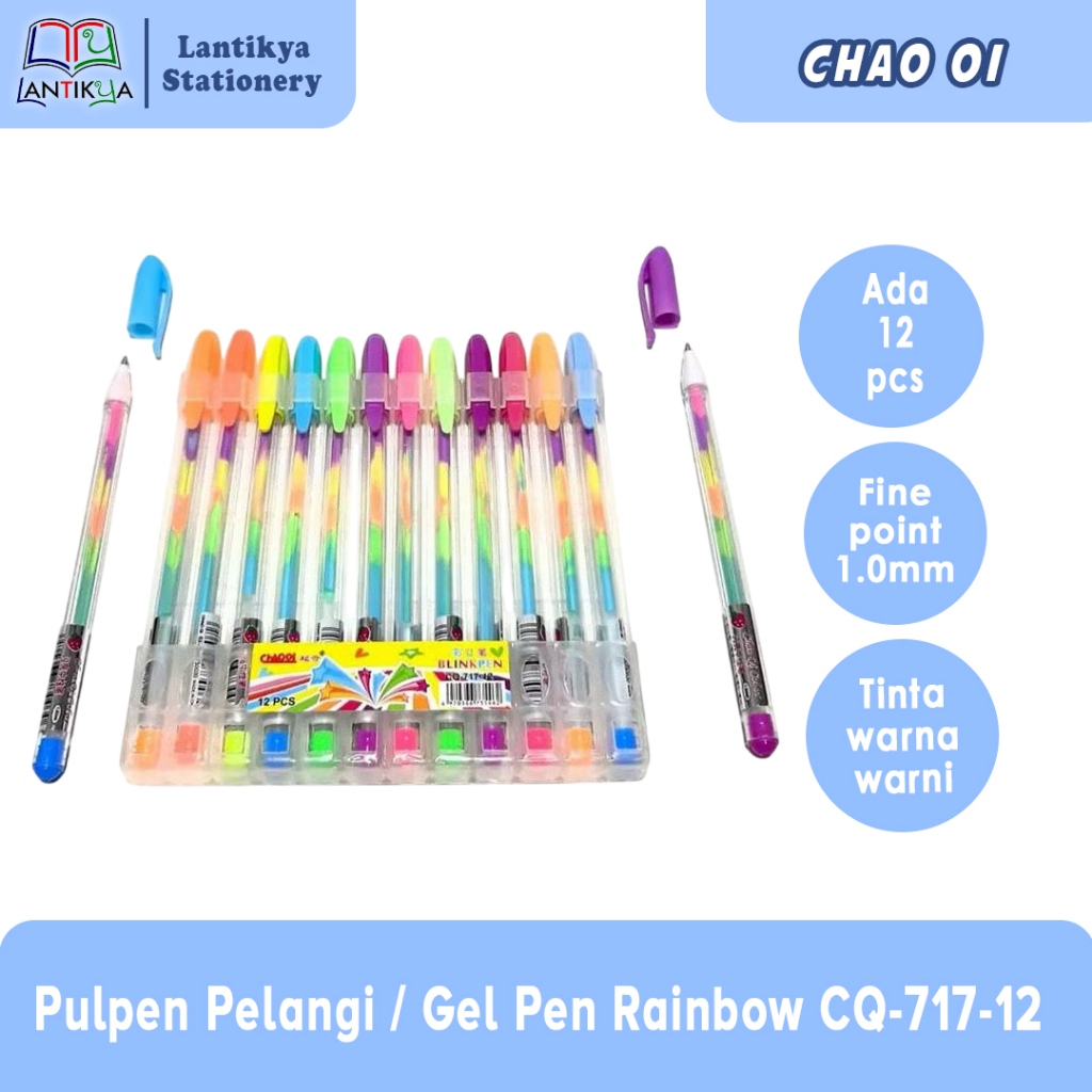 

Pulpen Pelangi / Gel Pen Rainbow Pelangi 1 SET isi 12pcs