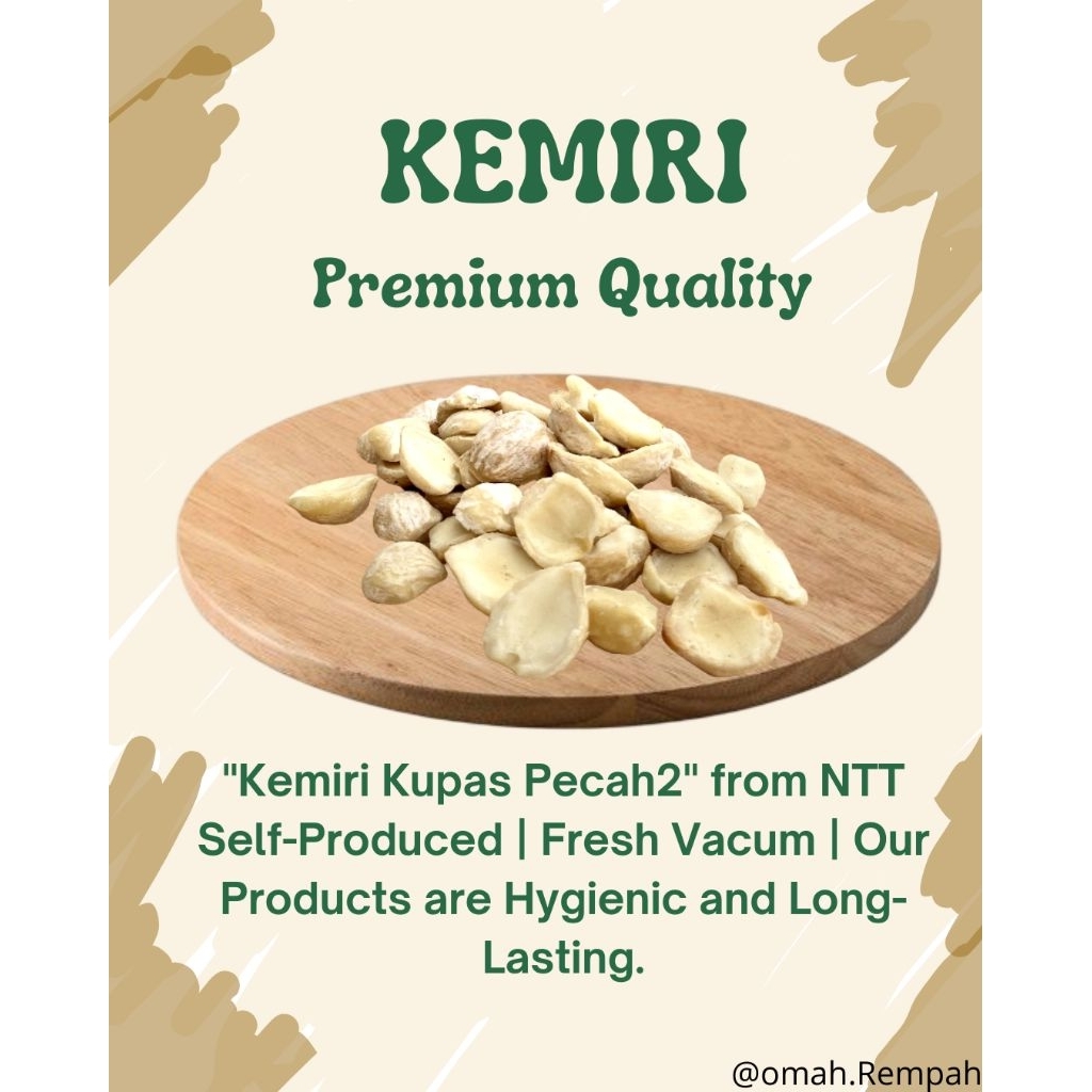 

Kemiri Kupas Pecah (250 gr) Asli NTT | Premium Quality | Produksi Sendiri | Fresh Vacuum | Products are Hygienic and Long-Lasting