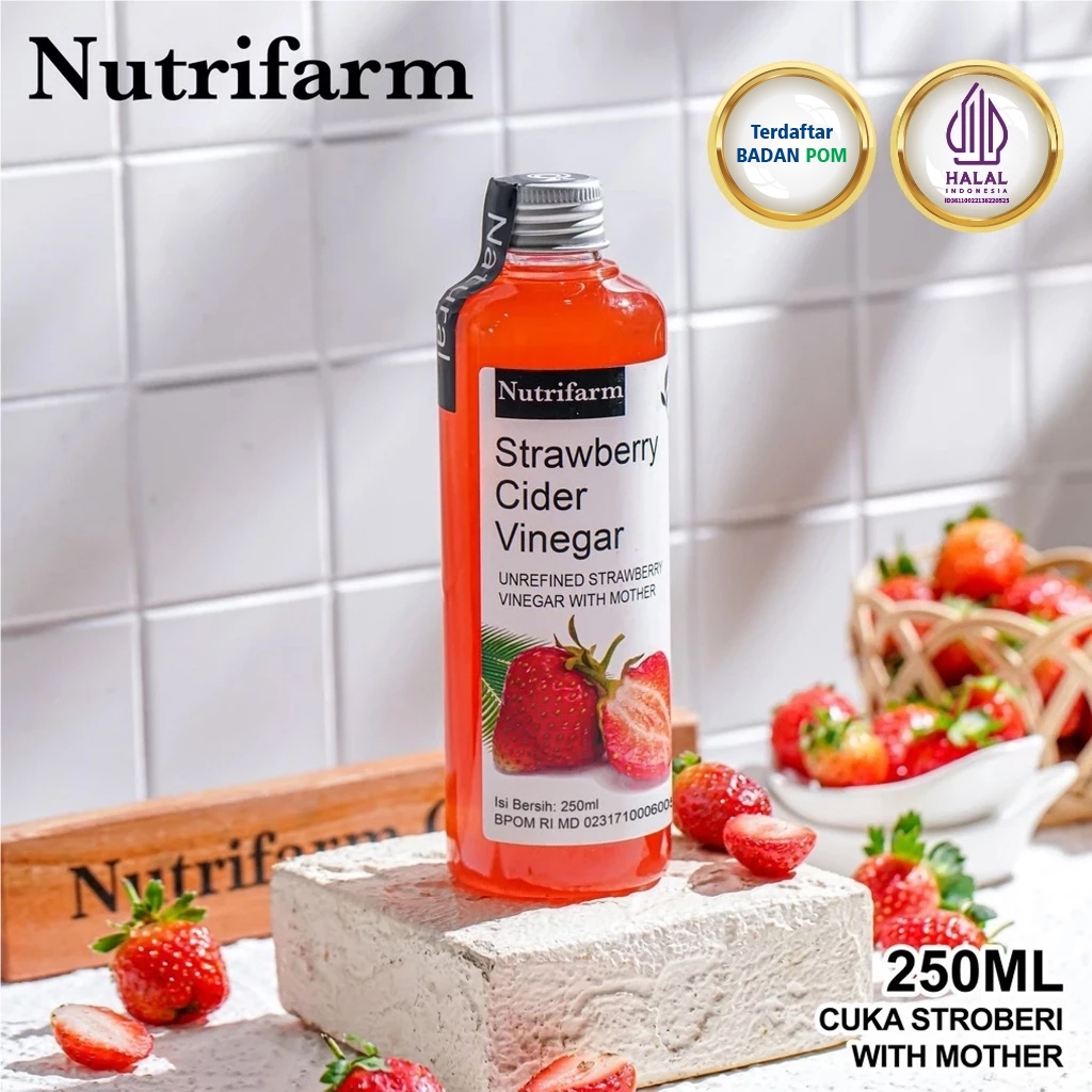 

NUTRIFARM CUKA BUAH STRAWBERRY 250 ML ORIGINAL/STRAWBERRY CIDER VINEGAR WITH MOTHER
