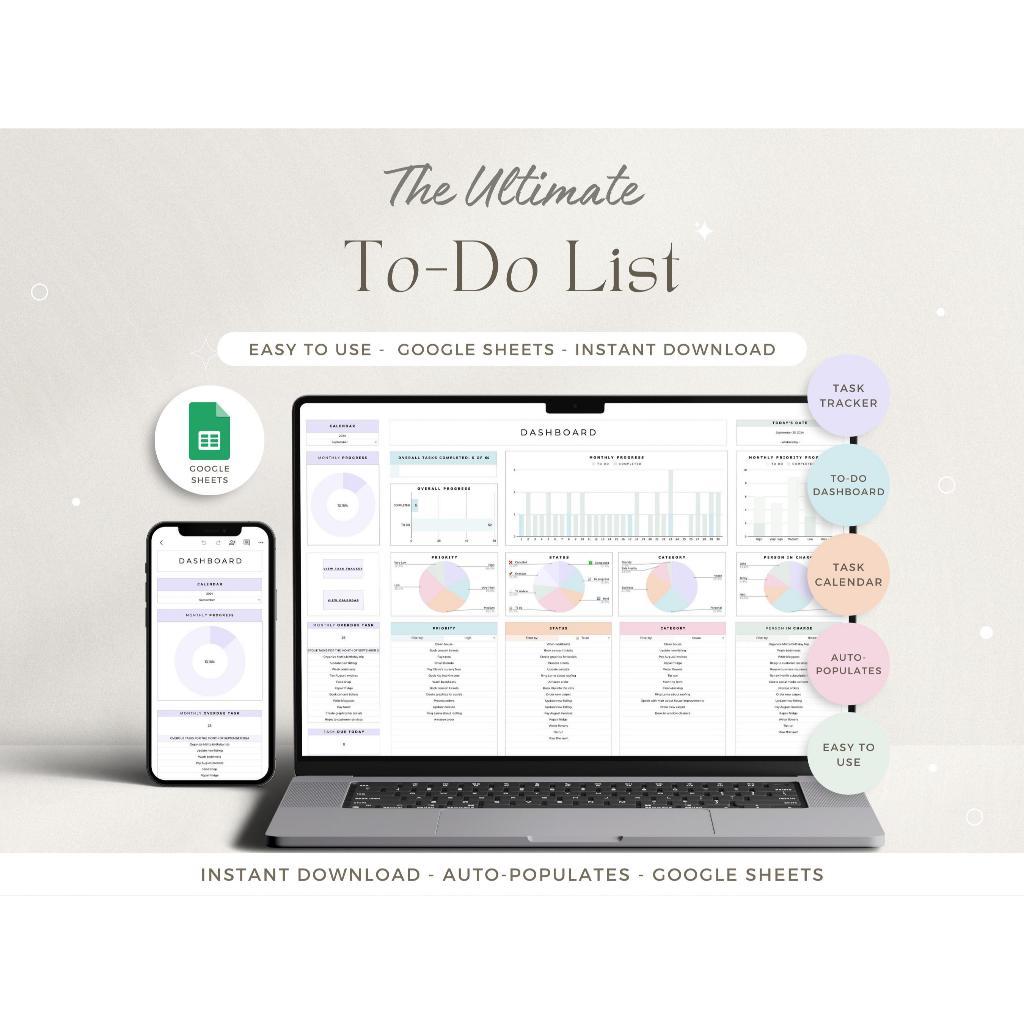 

To Do List Template Task Planner Spreadsheet Google Sheets Daily Weekly Task Tracker Digital Planner To Do List Checklist Template Calendar | Templat Daftar Tugas Perencana Tugas Lembar Kerja Google Sheets Pelacak Tugas Harian Mingguan Perencana Digital