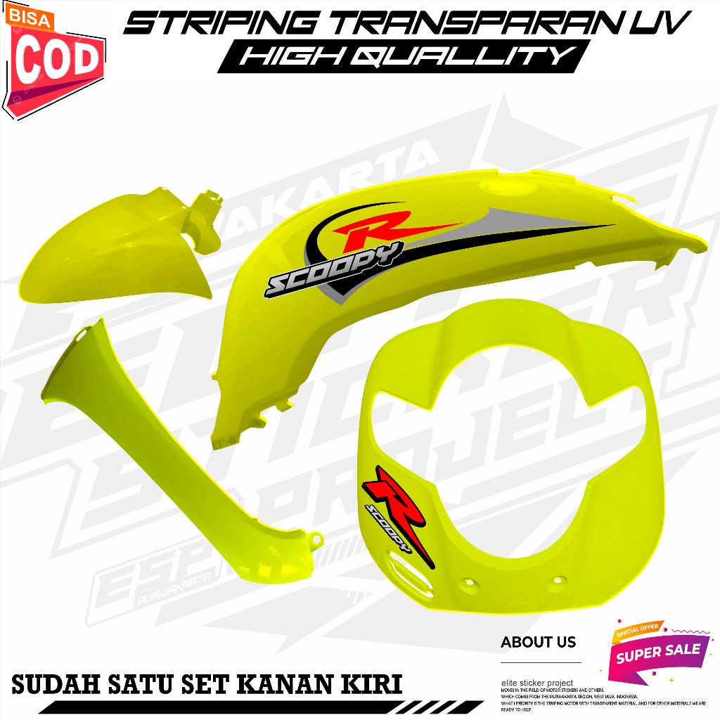 STRIPING VARIASI STICKERTRANSPARAN UV HONDA SCOOPY DONAT MOTIF R RACING SIMPLE