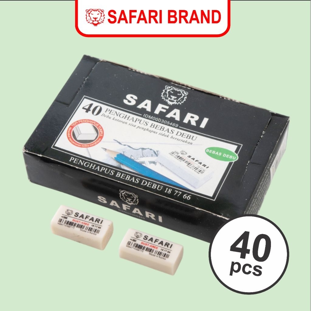 

(PACK) Penghapus Penghapusan Hapusan Eraser Karet Kecil Bebas Debu Putih isi 40 Safari Brand