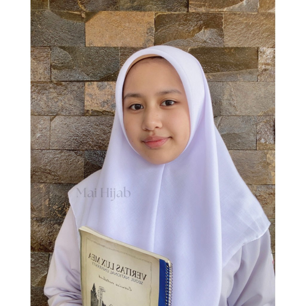 hijab jilbab putih sekolah paris premium Mai Hijab