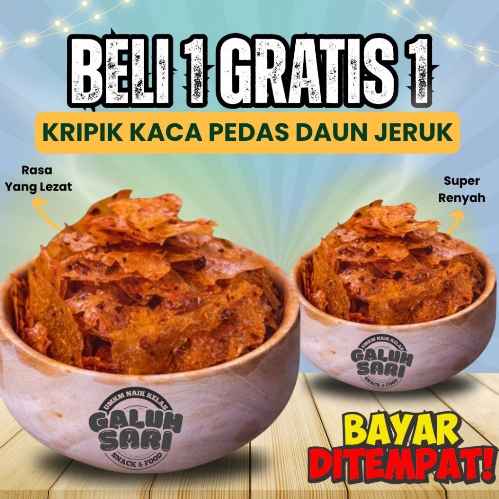 

BELI 1 GRATIS 1 - KERIPIK KACA KRIPCA BUMBU PEDAS GURIH DAUN JERUK CIKRUH RENYAH NIKMAT CEMILAN ENAK