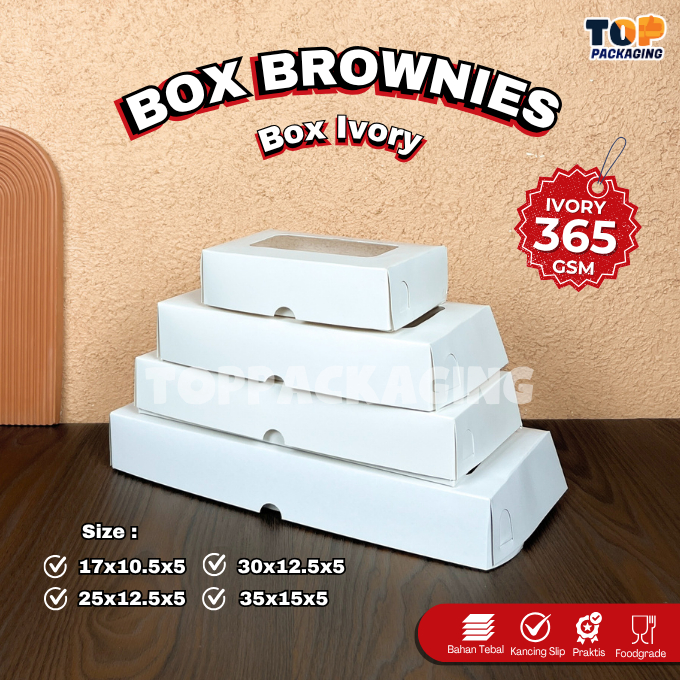 

Box Brownies Ivory Kotak Makanan Snack Roti Kue Camilan 17x10.5x5 25x12.5x5 30x12.5 35x15x5 cm