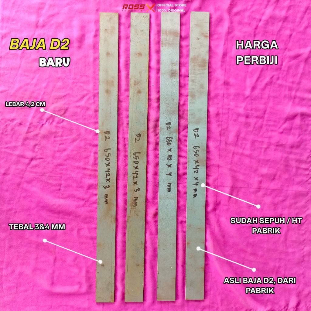 Baja D2 Baru Berkualitas Tinggi Asli Baja D2, HRC 60-62 Bahan Pembuatan Perbilahan