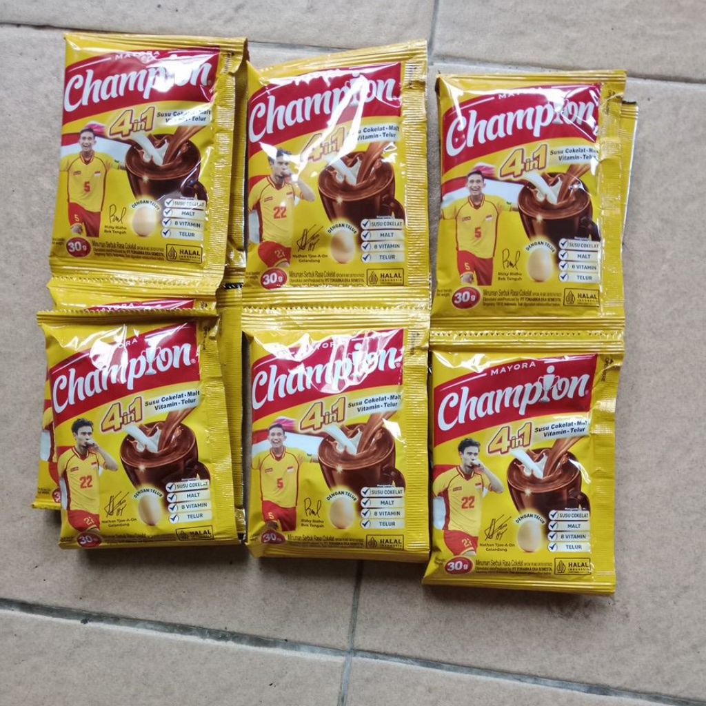 

Mayora Champion per paket isi 10sachet terdiri 2 renceng masing-masing renceng 5 sachet
