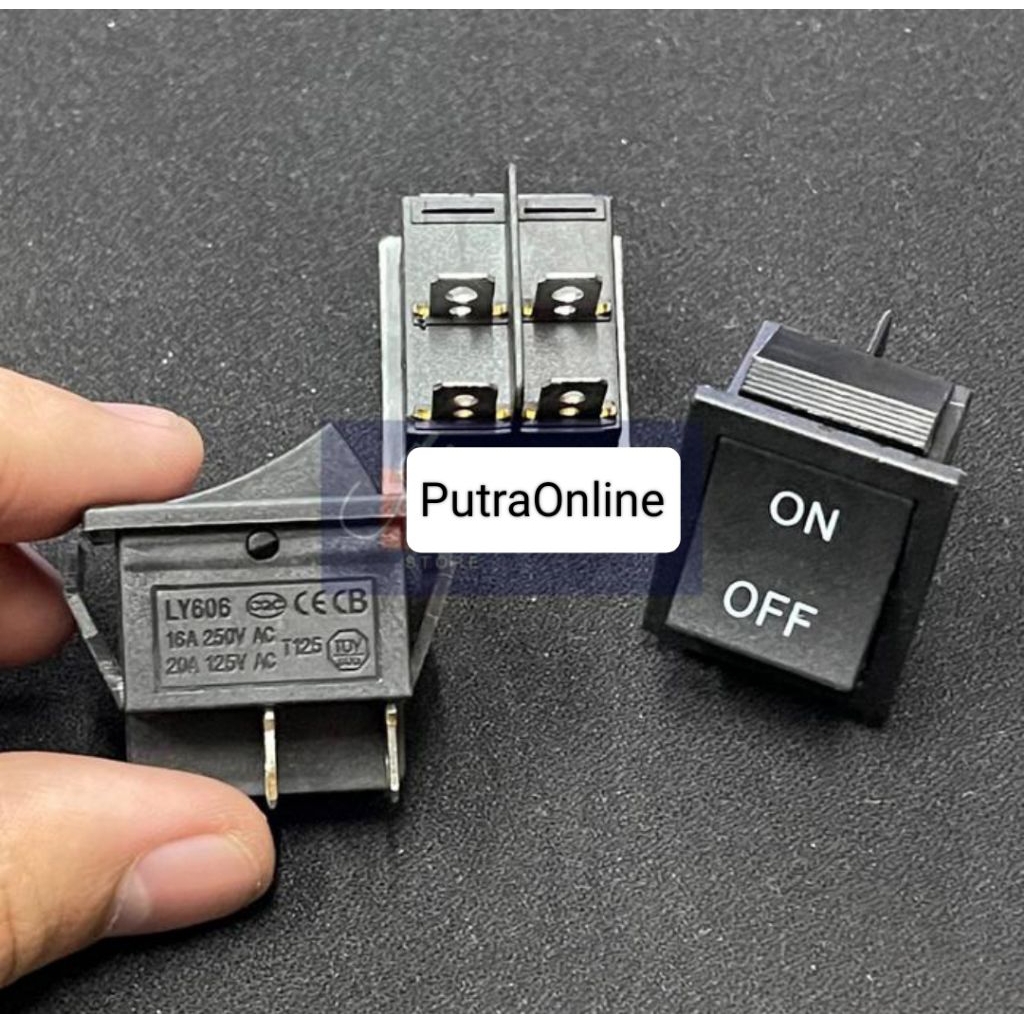 Saklar 4 kaki On Off Hitam Besar / Switch 4 pin Hitam Besar