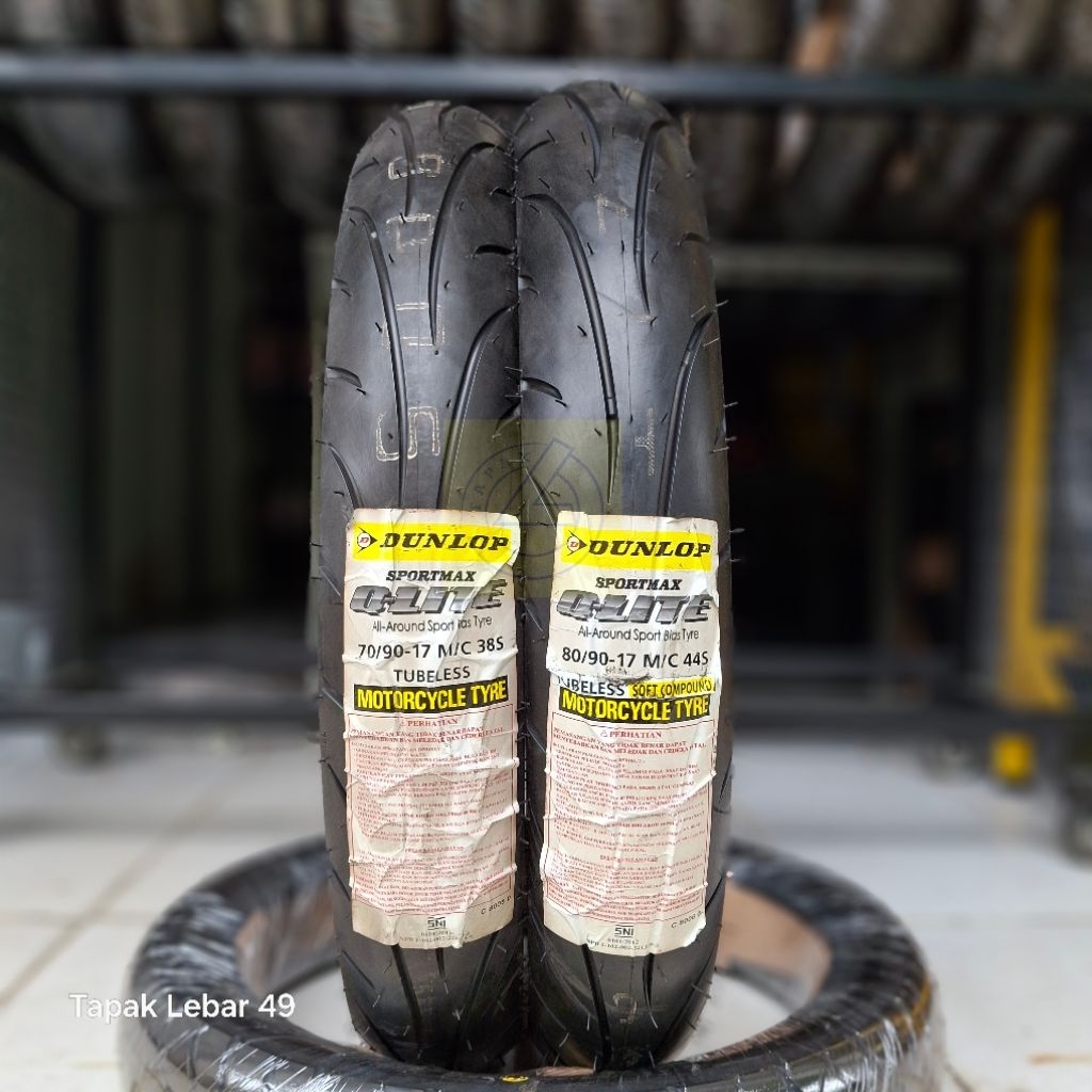 Ban Balap Liar DUNLOP Sportmax Q-Lite PAKET Motor Bebek 70.90.17 dan 80.90.17 Ring 17 Tubeless Soft 