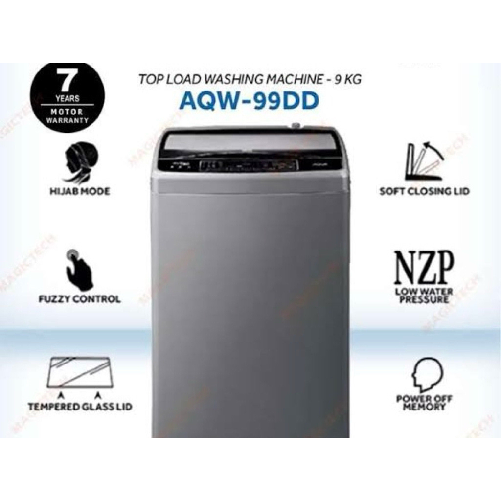 Mesin cuci aqua 1 tabung 9 kg tutup kaca hidrolik mesin cuci 9kg 1 tabung aqua top loading aqua aqw 