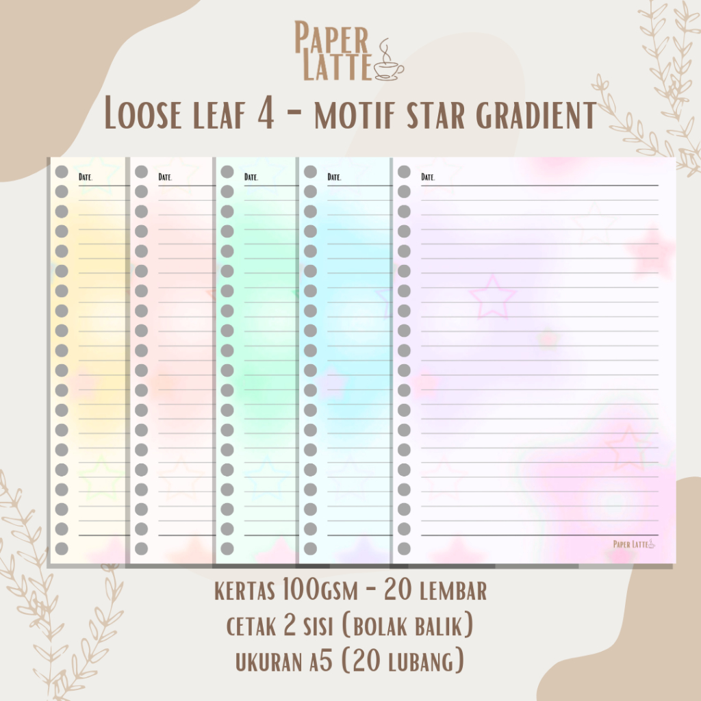 

Isi Binder Big Star Gradient Aesthetics A5 | Loose leaf Binder A5 | isi binder estetik | Paper Latte