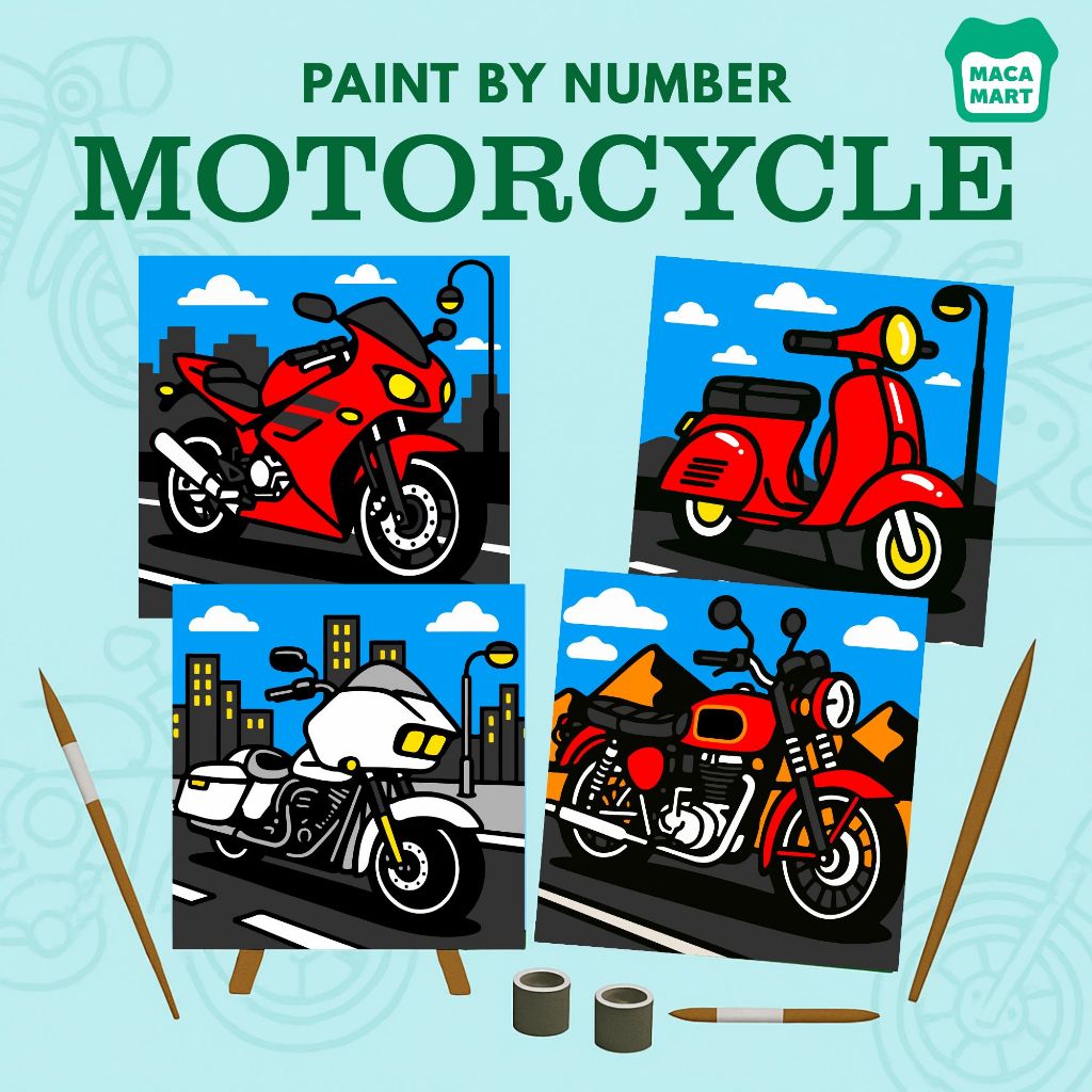 

Paint By Number Kit [ Motorcycle // Motor // Bike ] - macamart I Kanvas 20 x 20 cm