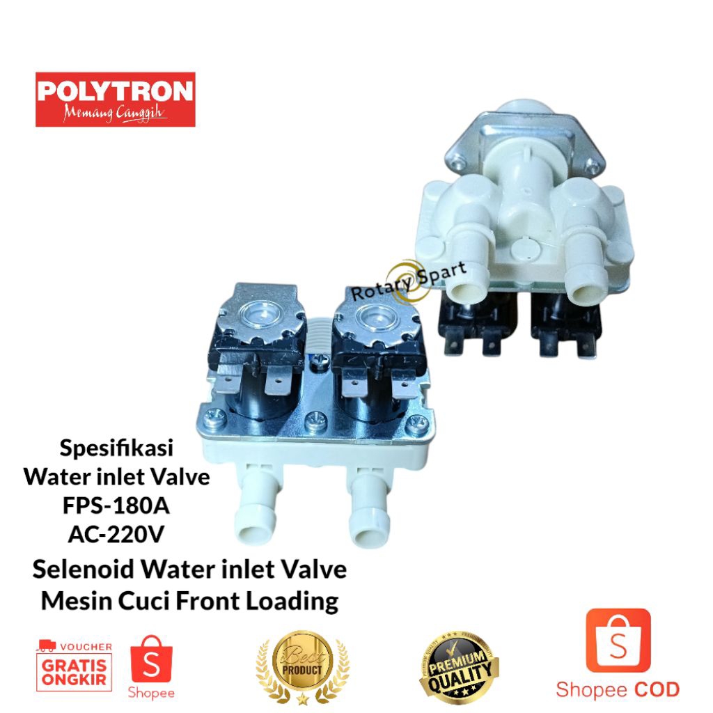 Water inlet Valve Front Loading FPS-180A AC-220V mesin cuci Polytron Otomatis