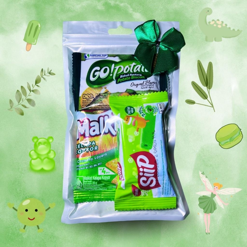 

Mini Gift Snack / Mini Snack / Tema Hijau / Mini hampers / Freebies