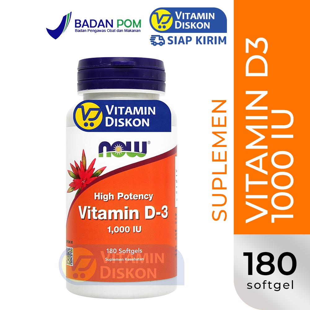 NOW VITAMIN D3 1000 IU - 180 SOFTGELS | Vitamin D3, Daya Tahan Tubuh, Tulang & Gigi, Autoimun