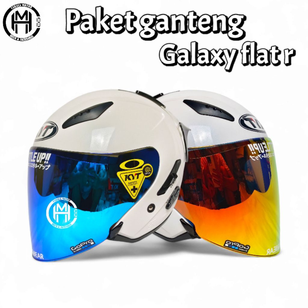 PAKET GANTENG HELM KYT GALAXY SOLID WHITE|PUTIH KYT GALAXI