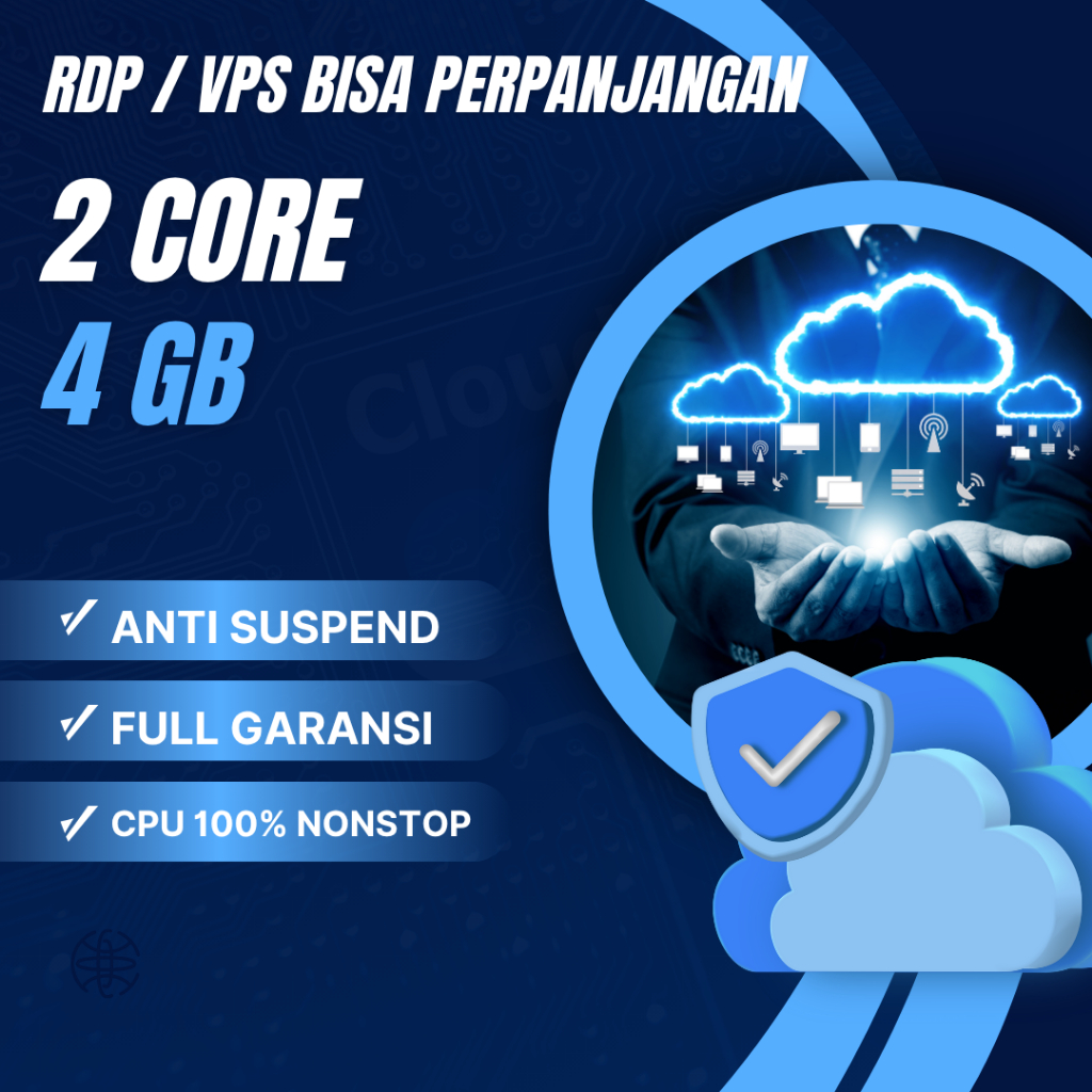 RDP / VPS Ram 4GB 2 Core / 2 Vcpu Ram 4 GB Bulanan Mingguan Harian Tahunan Murah Windows / Linux Ful