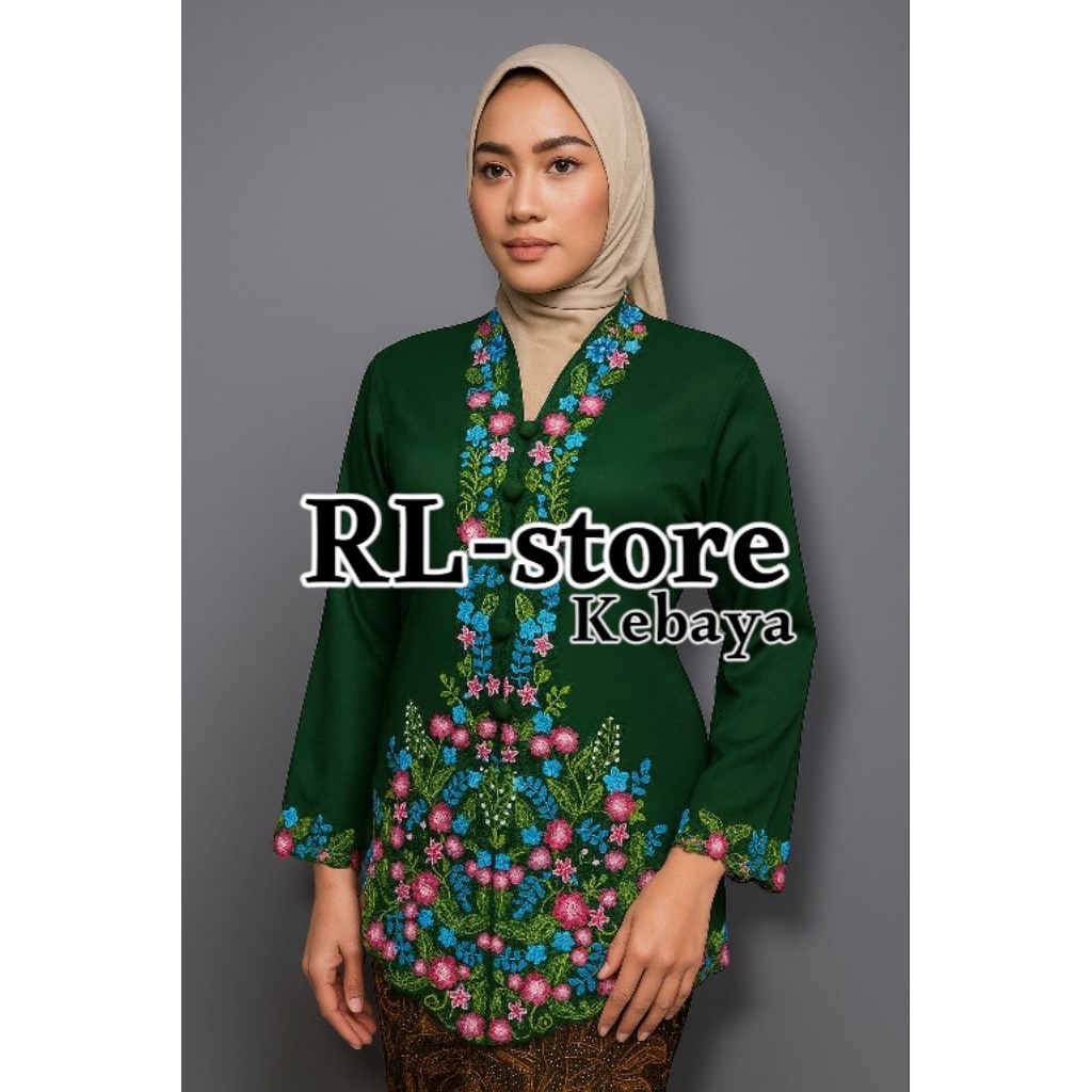 KEBAYA ENCIM BORDIR BUNGA MODERN - BUSUI FRIENDLY | KATUN TUYOBO ADEM | SIZE M - 5XL