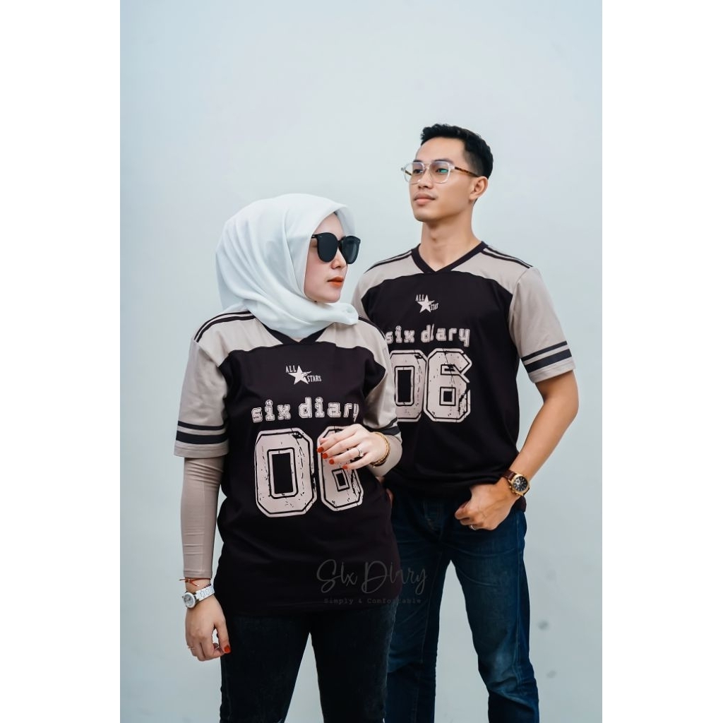 Six Diary Kaos Baseball Number Atasan Oversize Unisex Cotton Terlaris HARGA SATUAN