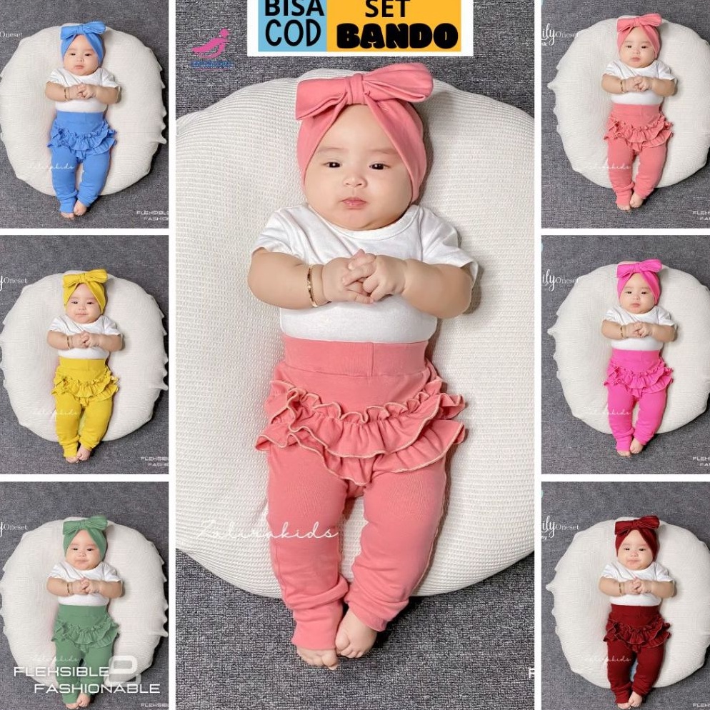 Promo Menarik One set Bayi Baju bayi Newborn Perempuan SET BANDO UMUR  BULAN  2 BULAN Terbaru ZAlira