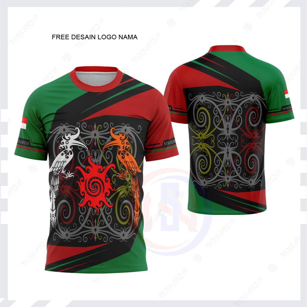 Jersey Batik Kalimantan / Kaos Pria Motif Batik Kalimantan / Jersey Batik Dayak Fullprint