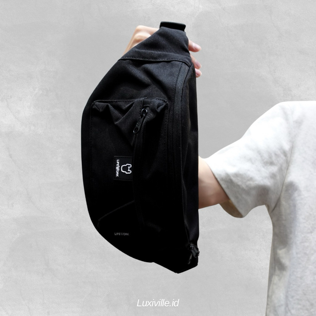 LIFEWORK Korea Waist Bag Square Radog Wappen Black LifeWork Original / Tas Life Work Authentic