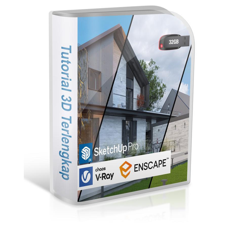 Video Tutorial Kunkun Enscape 4 Masterclass SketchUp 2024 bonus VRay 6 via Flashdisk 32GB