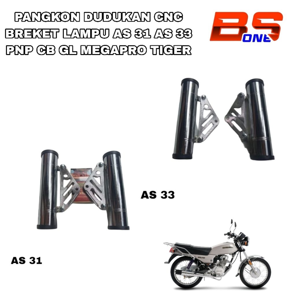 PANGKON DUDUKAN CNC BREKET LAMPU AS 31 AS 33 PNP CB GL MEGAPRO TIGER