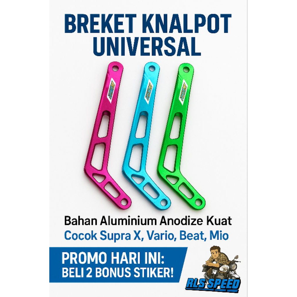 Breket Knalpot Universal / Pangkon Knalpot Motor Variasi Aluminium | PNP Supra X, Vario, Beat, Mio |