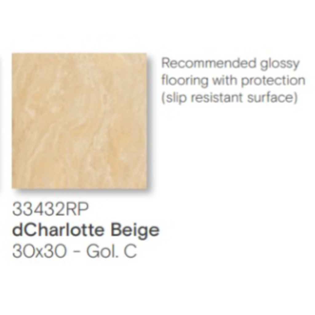 KERAMIK MERK ROMAN TIPE dCHARLOTTE BEIGE UKURAN 30X30 RECTIFIED CUTTING UNTUK LANTAI ATAU DINDING