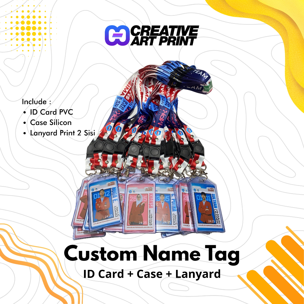 

Custom Name Tag ID Card + Case Silicon + Lanyard Custom Cetak 2 Sisi