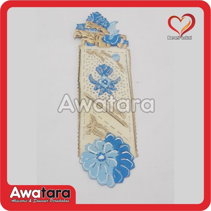 

Pembatas Buku Kulit Rama Shinta Motif Bunga Biru