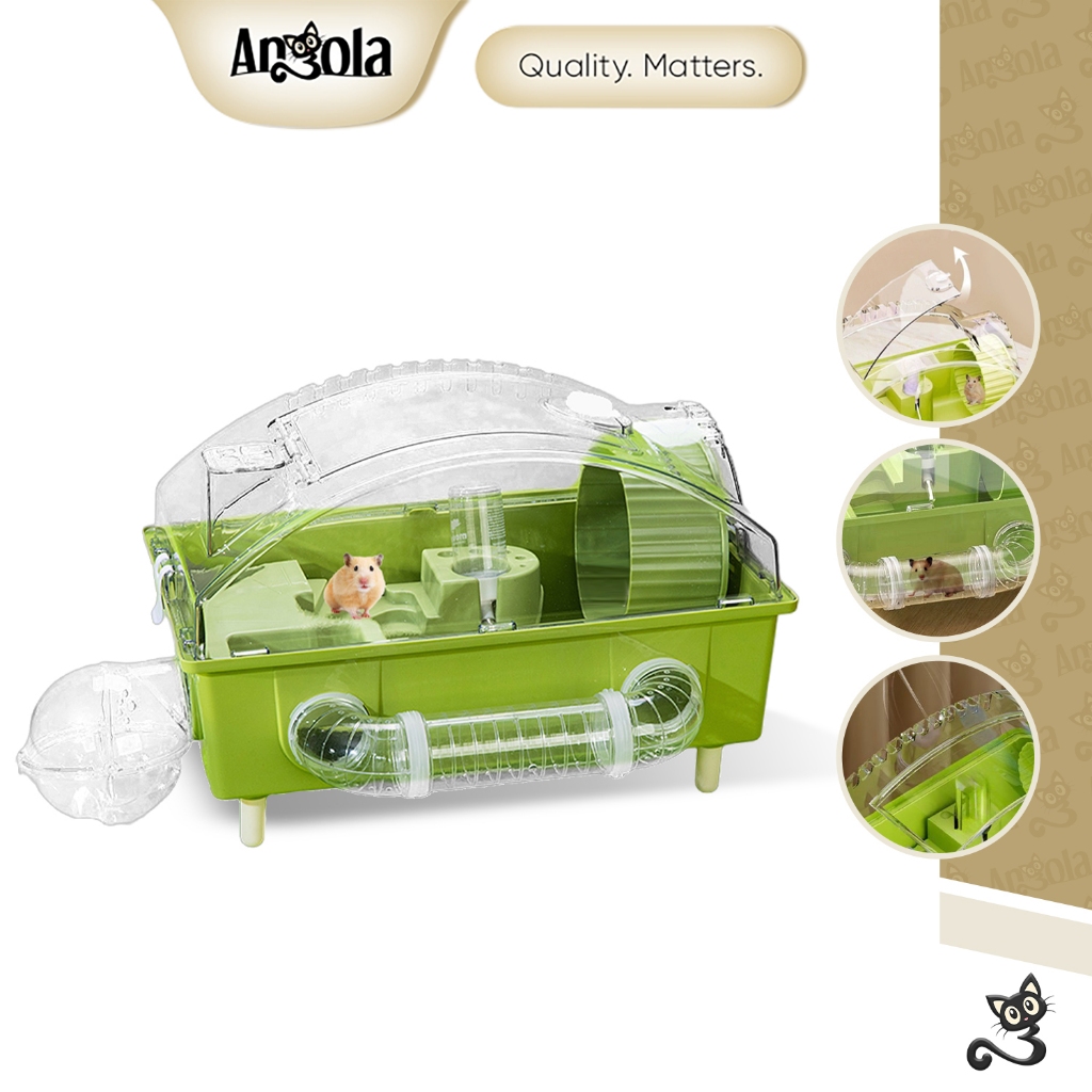 ANGOLA Kandang Hamster Transparan Dengan Terowongan F26 Hamster Sugar Glider Cage/Kandang Portable