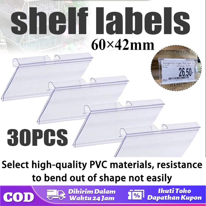 

30pcs Label Harga Mika Price Tag Holder PVC Price Tag Card Price Tag Holder Minimarket Price Tag Label Holder【COD】
