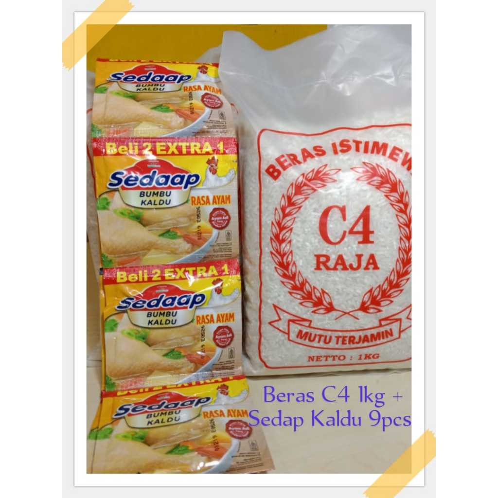 

Beras C4 1Kg Beras Istimewa C4 1Kg + Sedap Kaldu 9pcs / Beras Murah/ Beras 1kg/Beras Pulen