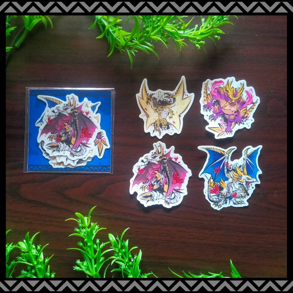 

Vinyl Stickers Monster Hunter Ink Style Set B (Blue) - Magnamalo, Malzeno, Primordial Malzeno, Shagaru Magala