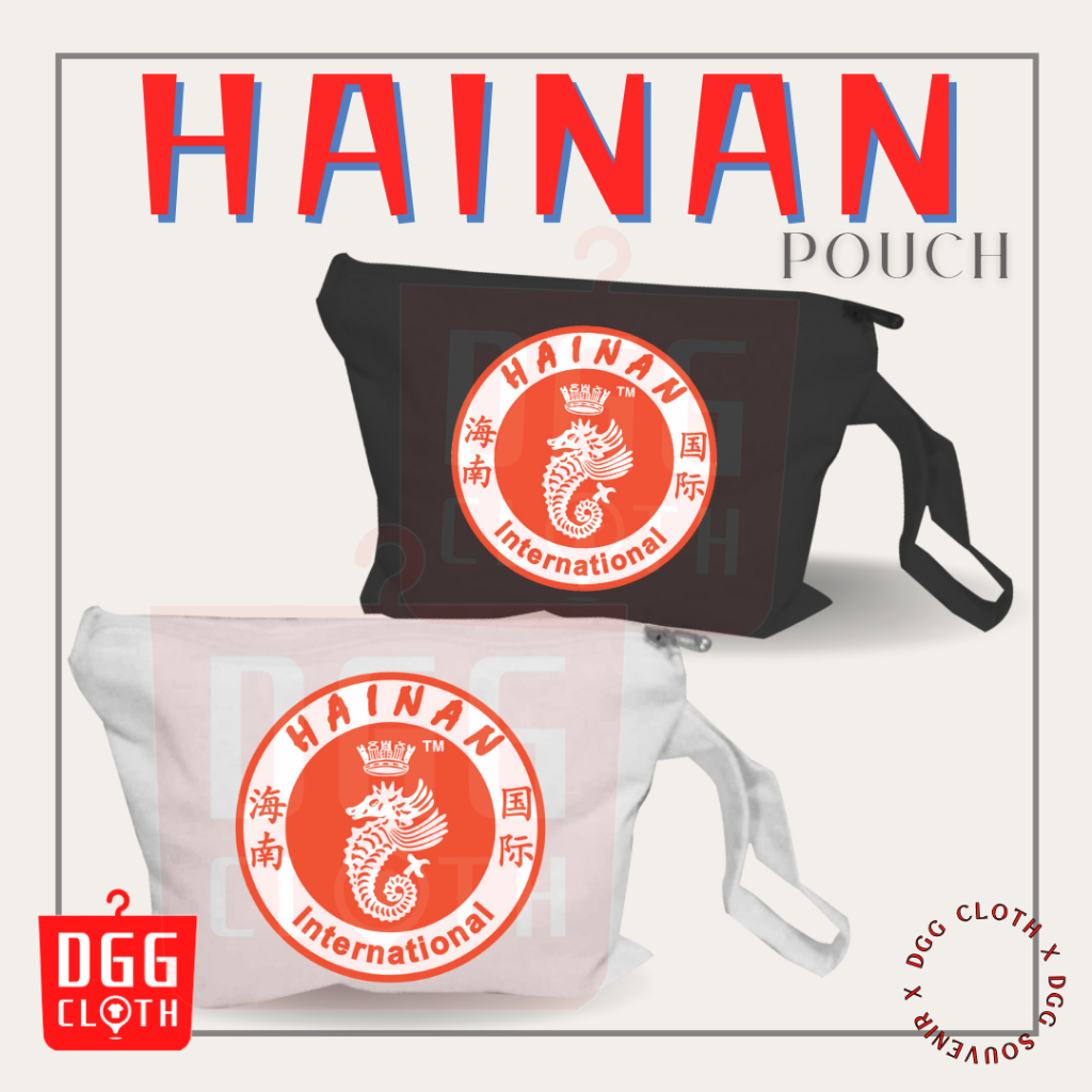 DGG Pouch Souvenir Kota Hainan Pouch Sablon Oleh Oleh  Bahan Blacu Premium Dengan Reseleting Type 1