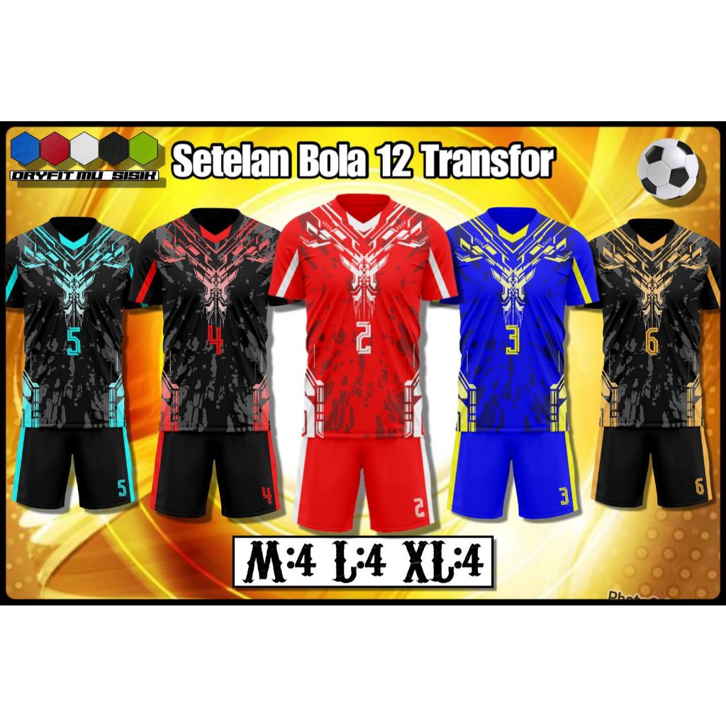 [12 SET] SETELAN BOLA NK TRANSFOR FREE SABLON NOMOR PUNGGUNG / BAJU BOLA / BAJU SEPAK BOLA / KAOS BO